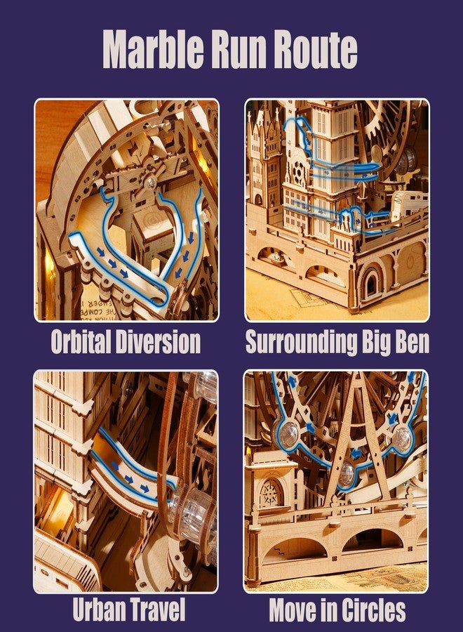 ROKR 3D Wooden Marble Run Puzzle for Adults, London Themed Mechanical Model Building Kits, 431 Pcs DIY Construction Toy, Brain Teaser Gift for Teens & Adults - Image 3